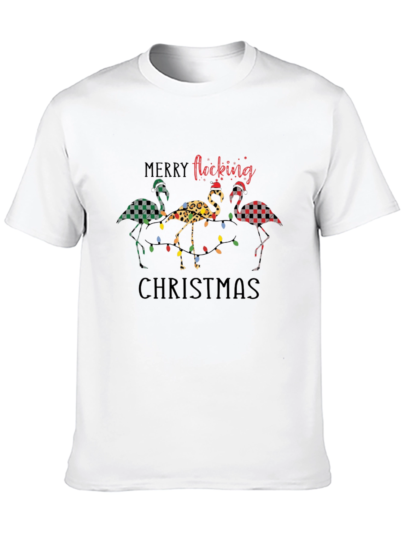 Merry Flocking Christmas Flamingo Graphic Tee