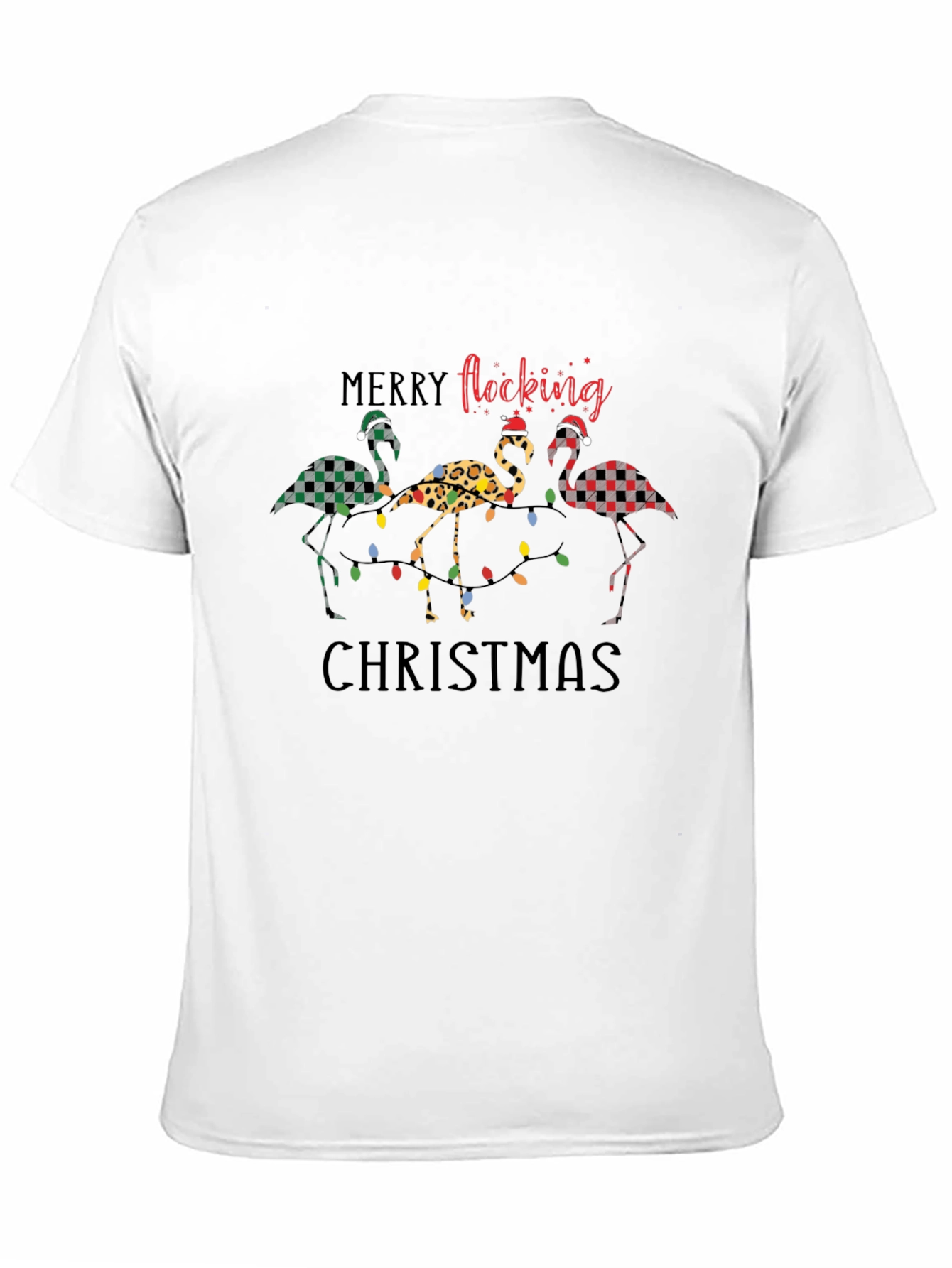 Merry Flocking Christmas Flamingo Graphic Tee