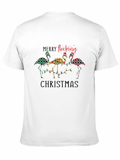 Merry Flocking Christmas Flamingo Graphic Tee