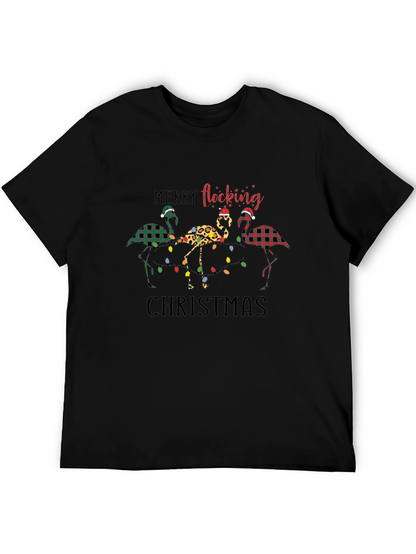 Merry Flocking Christmas Flamingo Graphic Tee