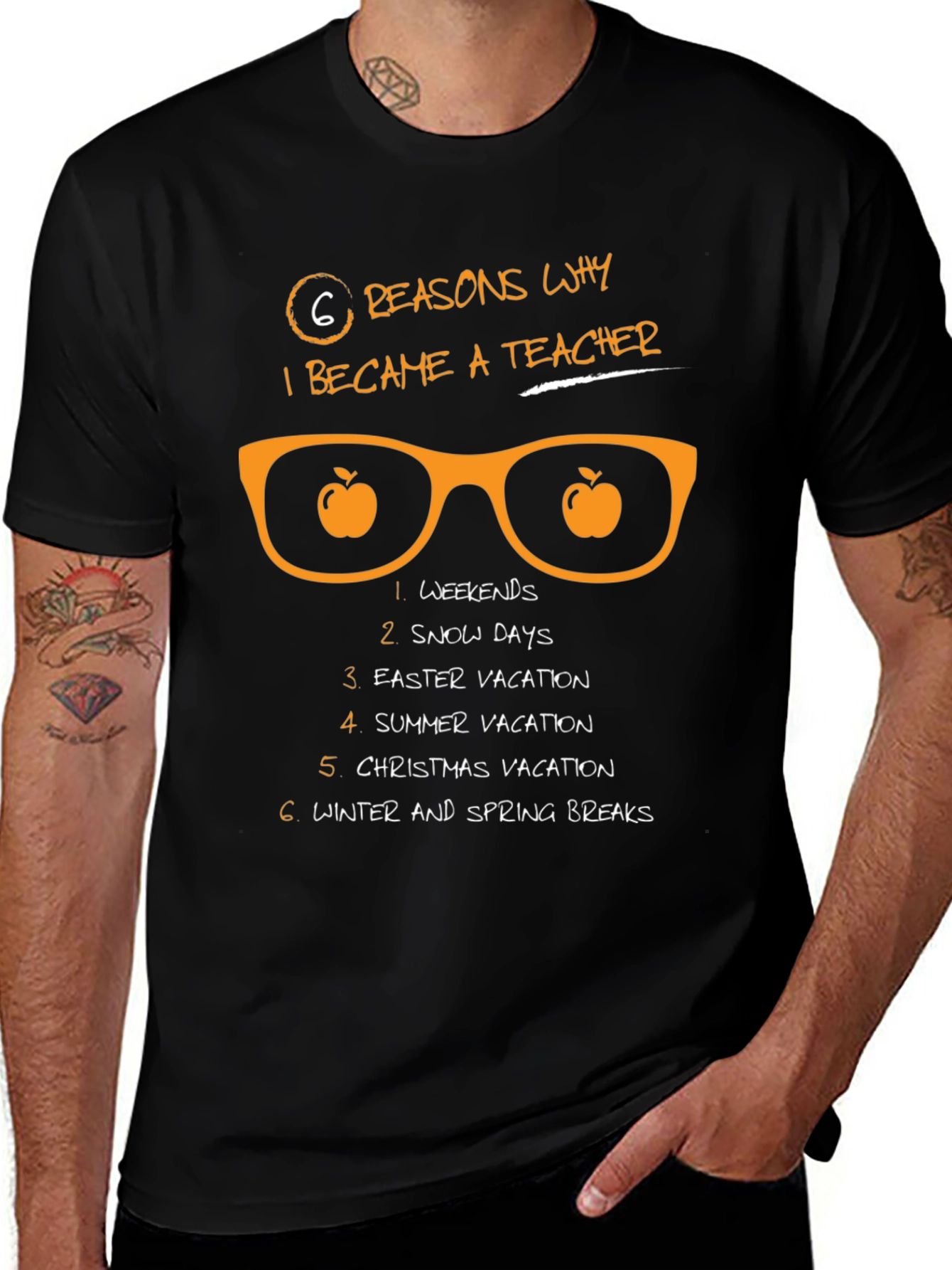 6 Reasons Teacher T-Shirt - Weekends Snow Days Vacation