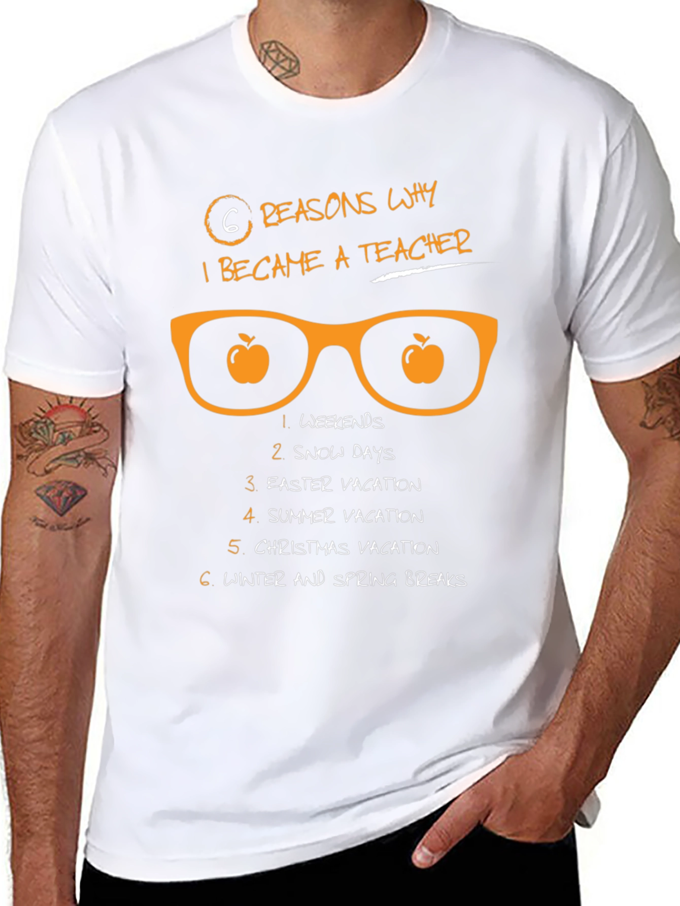 6 Reasons Teacher T-Shirt - Weekends Snow Days Vacation