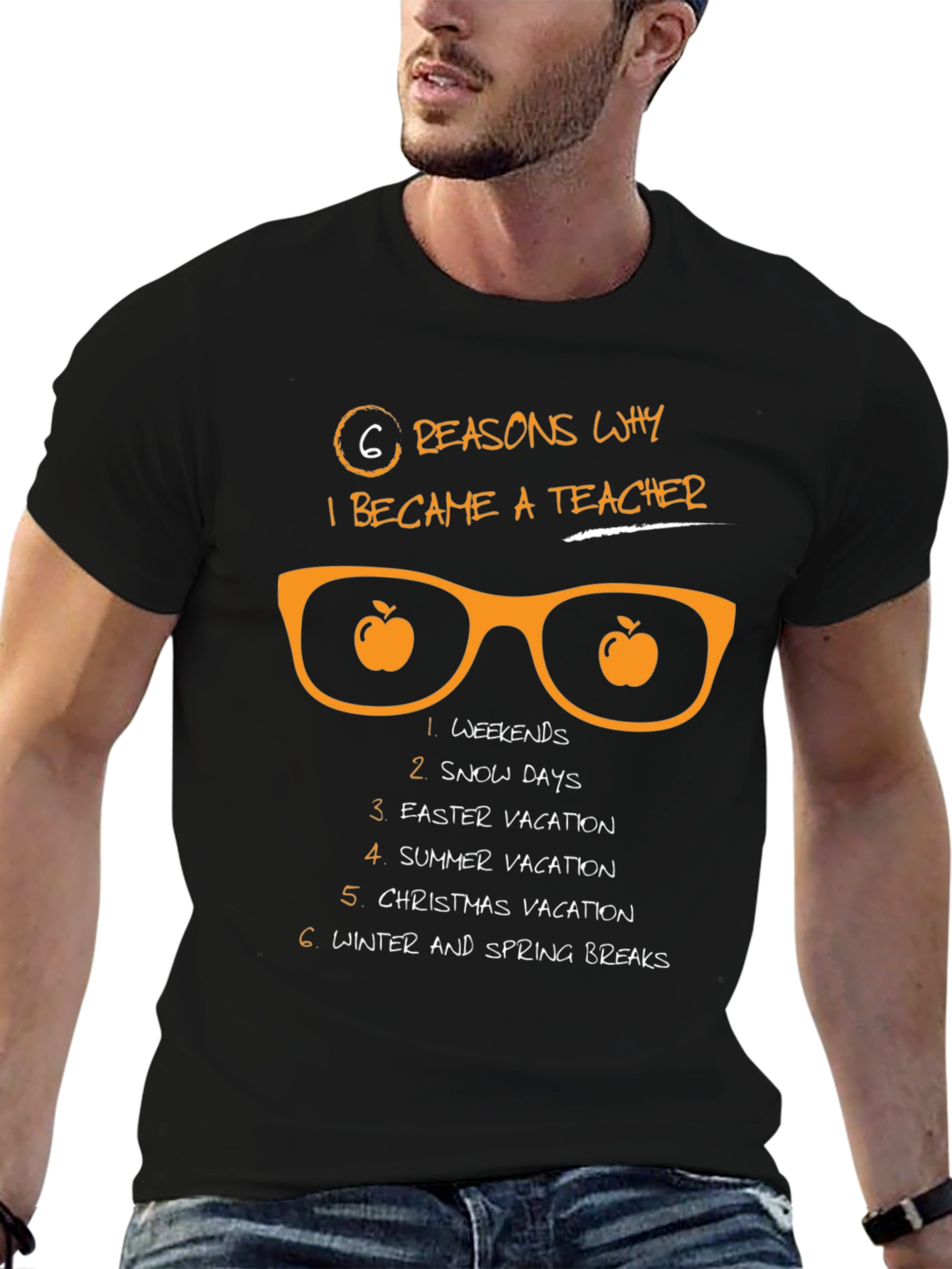 6 Reasons Teacher T-Shirt - Weekends Snow Days Vacation