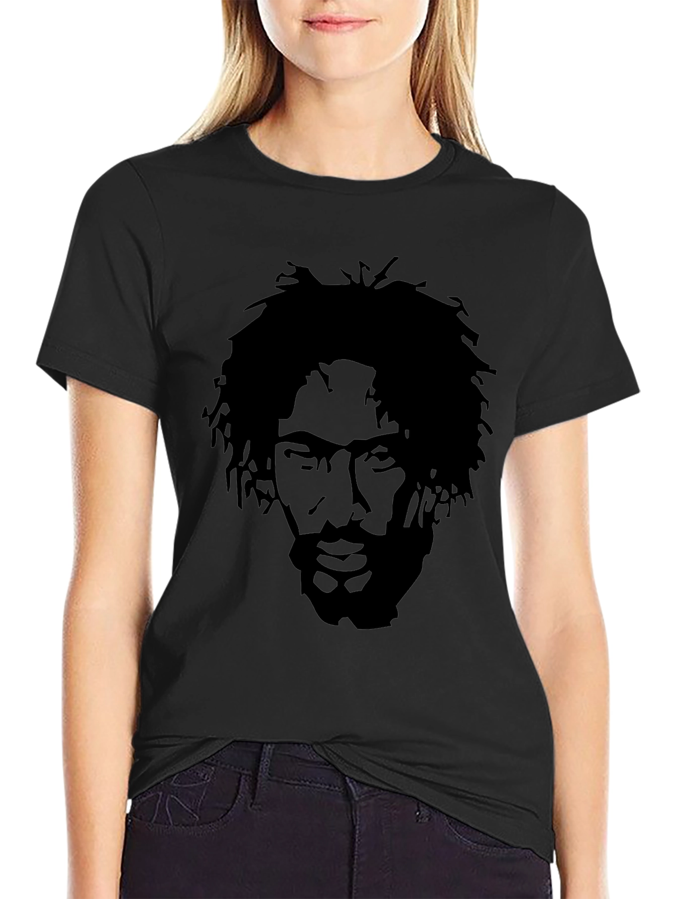 Black Graphic Tee - Silhouette Portrait