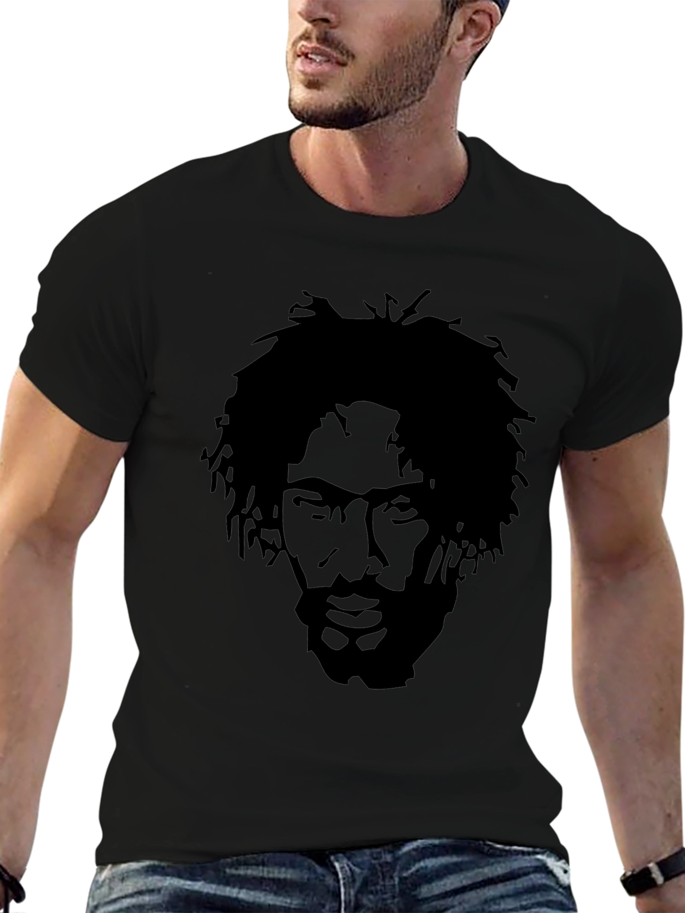Black Graphic Tee - Silhouette Portrait