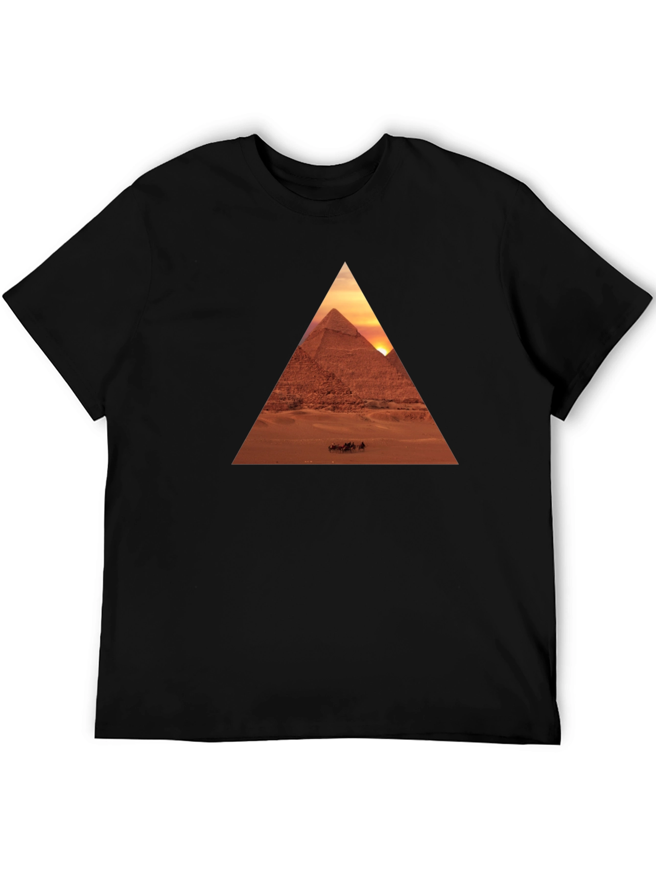 Egyptian Pyramid Triangle Graphic Tee - Black