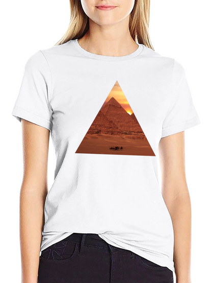 Egyptian Pyramid Triangle Graphic Tee - Black