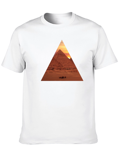 Egyptian Pyramid Triangle Graphic Tee - Black