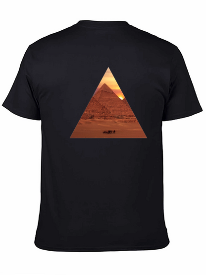 Egyptian Pyramid Triangle Graphic Tee - Black