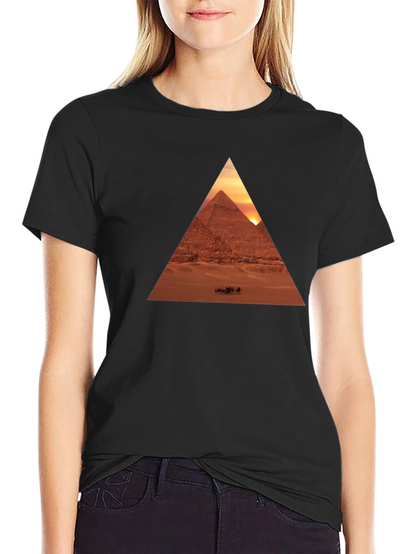 Egyptian Pyramid Triangle Graphic Tee - Black