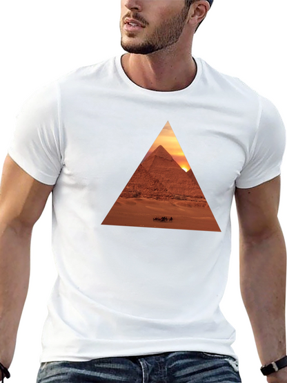 Egyptian Pyramid Triangle Graphic Tee - Black