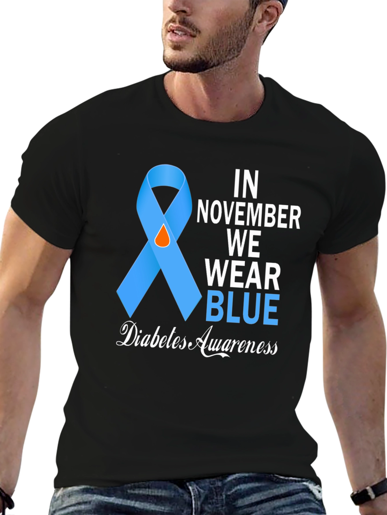 Diabetes Awareness Blue Ribbon T-Shirt