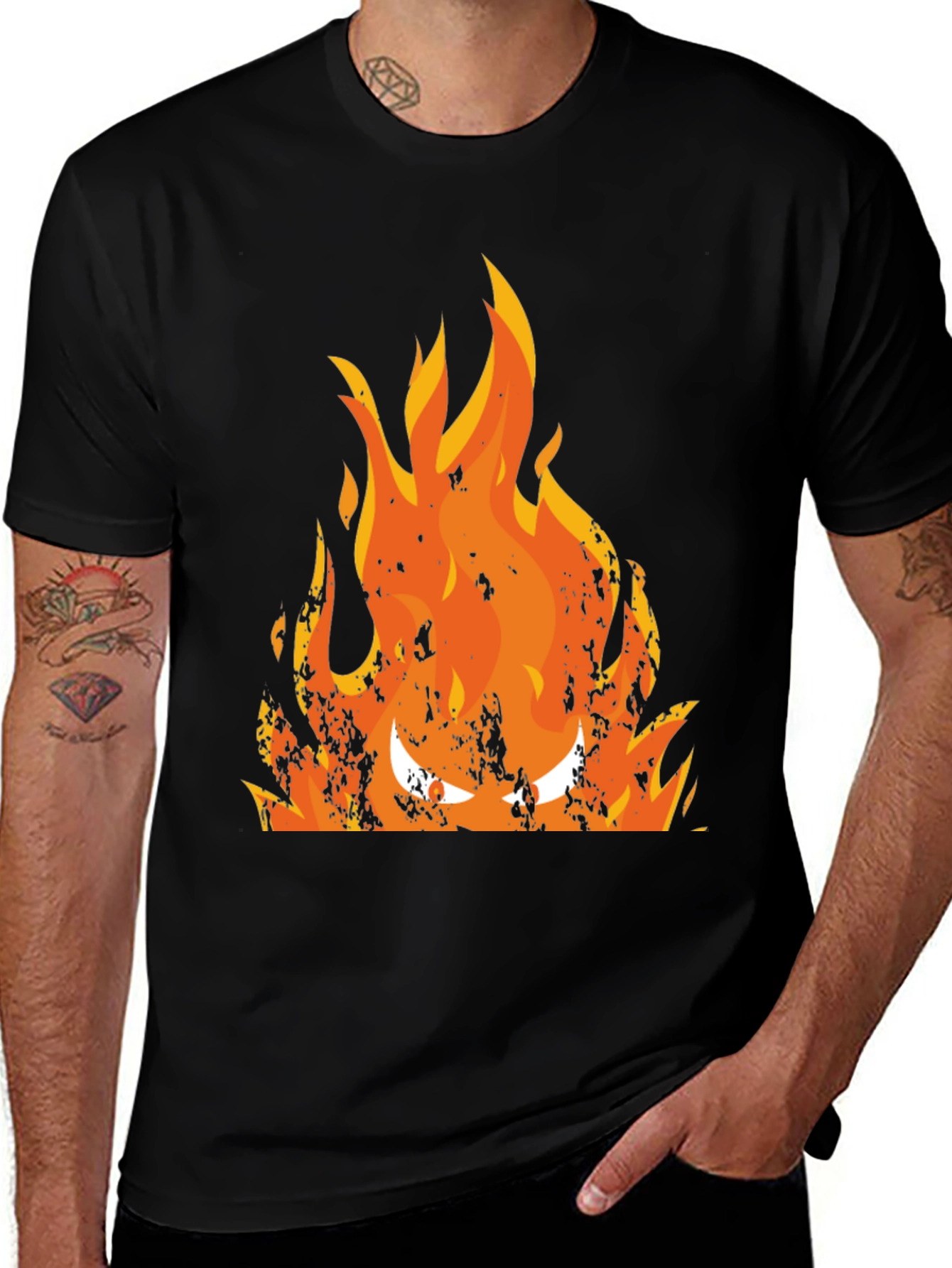 Fiery Inferno Graphic Tee - Mens Black T-Shirt