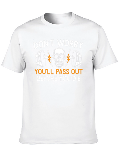 Dont Worry Skull Barbell Graphic Tee