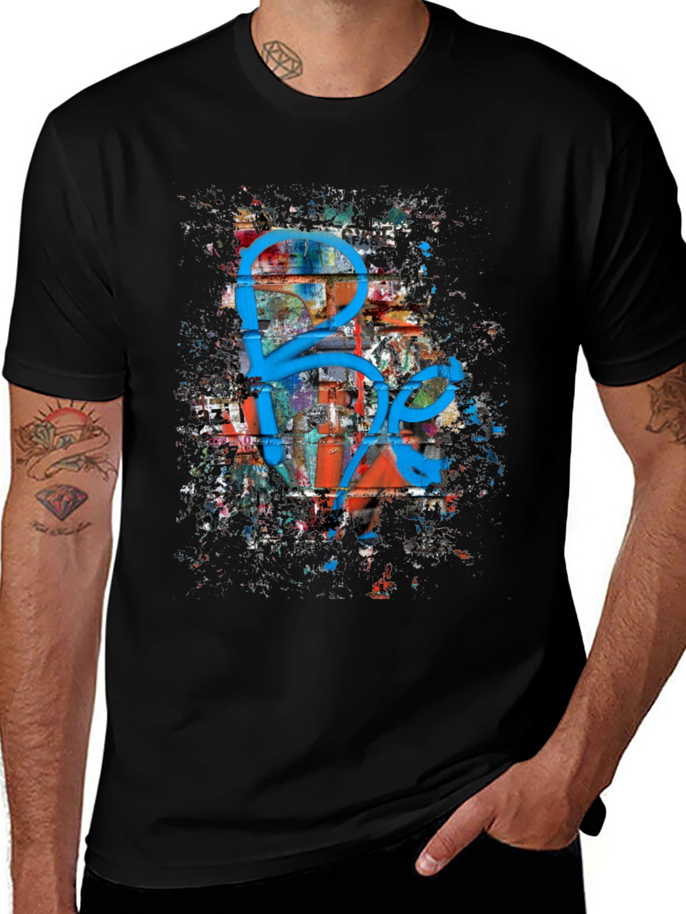 Graffiti Art Graphic Print Black T-Shirt