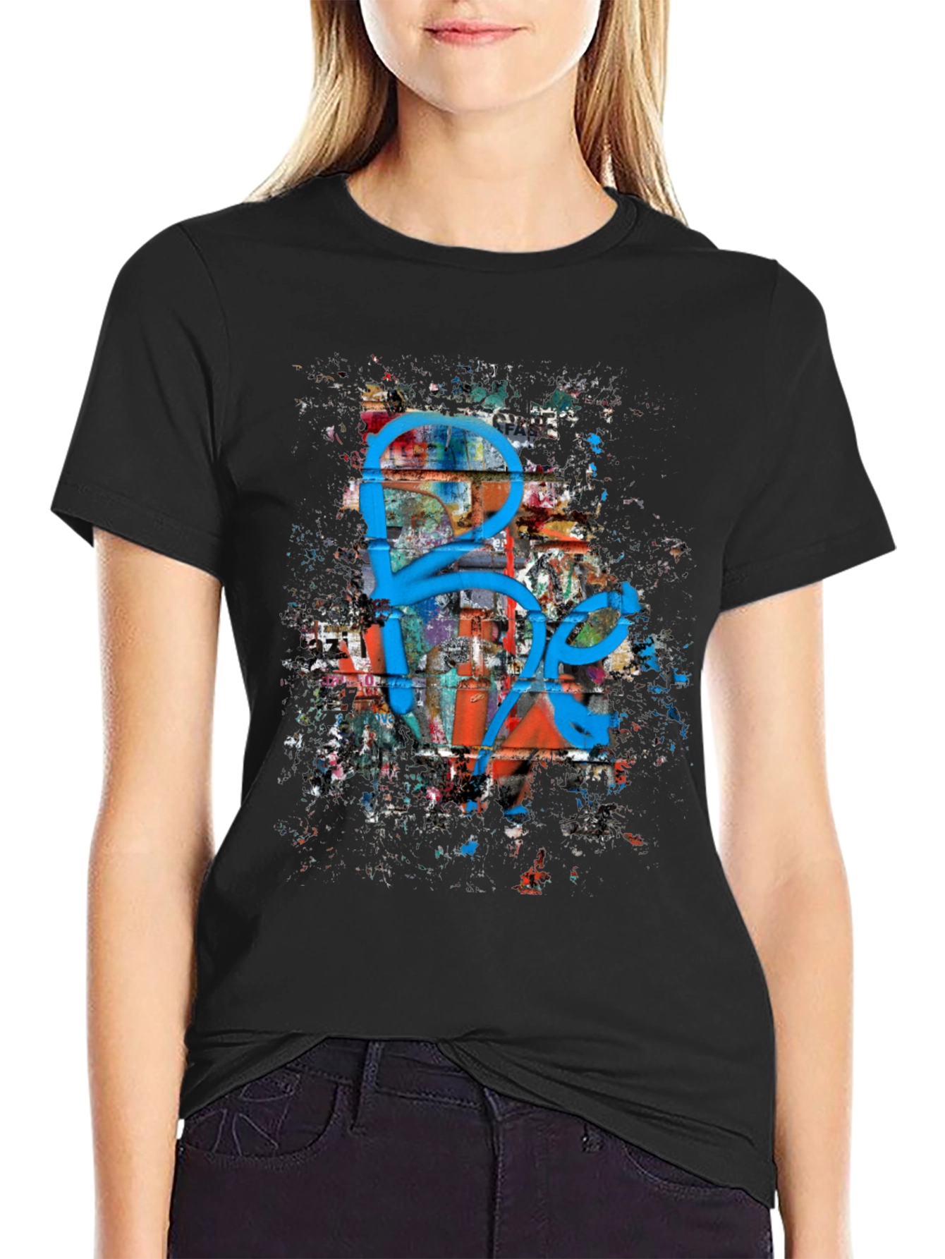 Graffiti Art Graphic Print Black T-Shirt