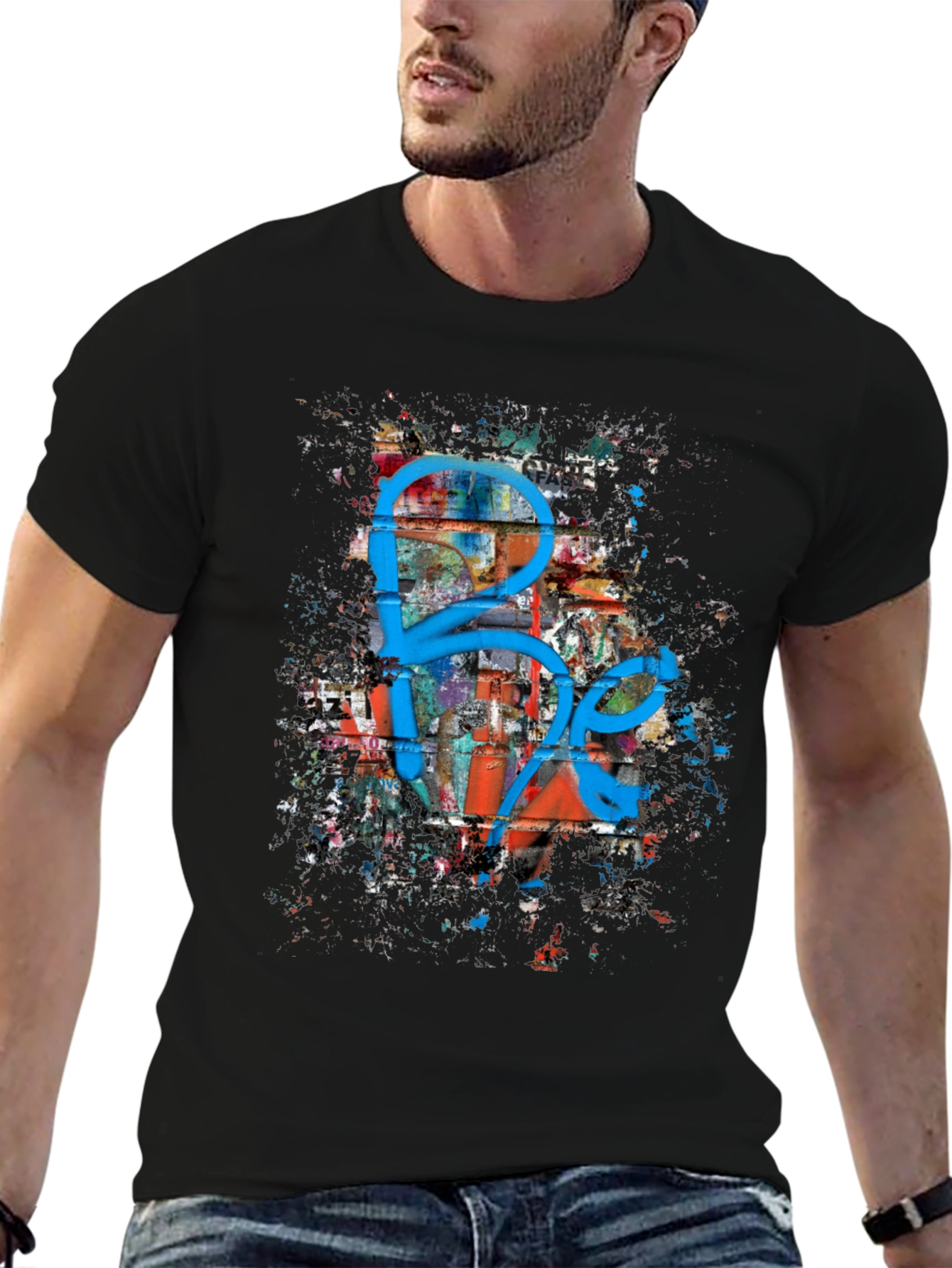 Graffiti Art Graphic Print Black T-Shirt
