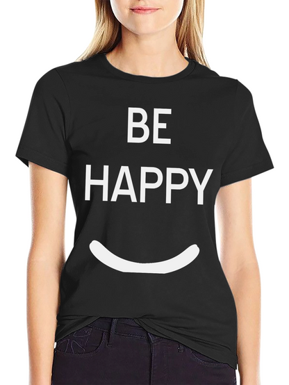 Be Happy Graphic Tee - Black Casual T-Shirt