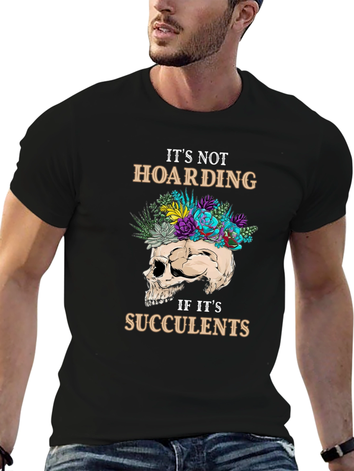 Succulent Skull Graphic T-Shirt