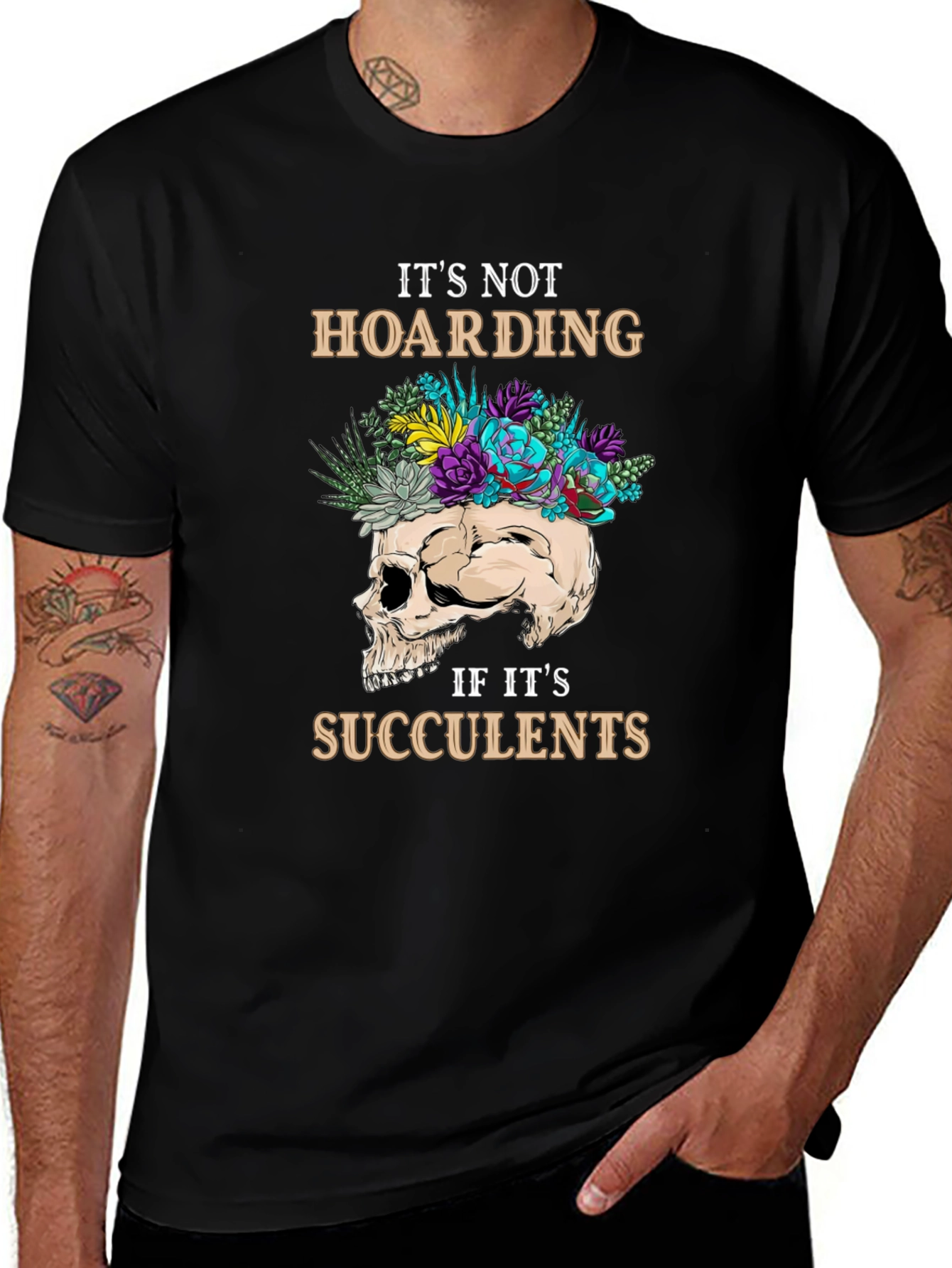 Succulent Skull Graphic T-Shirt