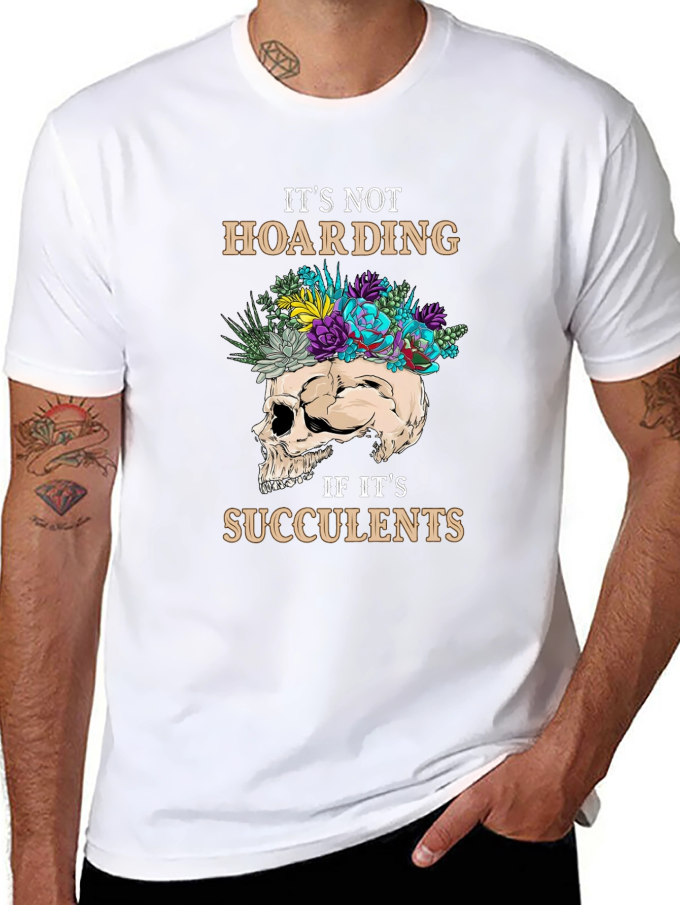 Succulent Skull Graphic T-Shirt