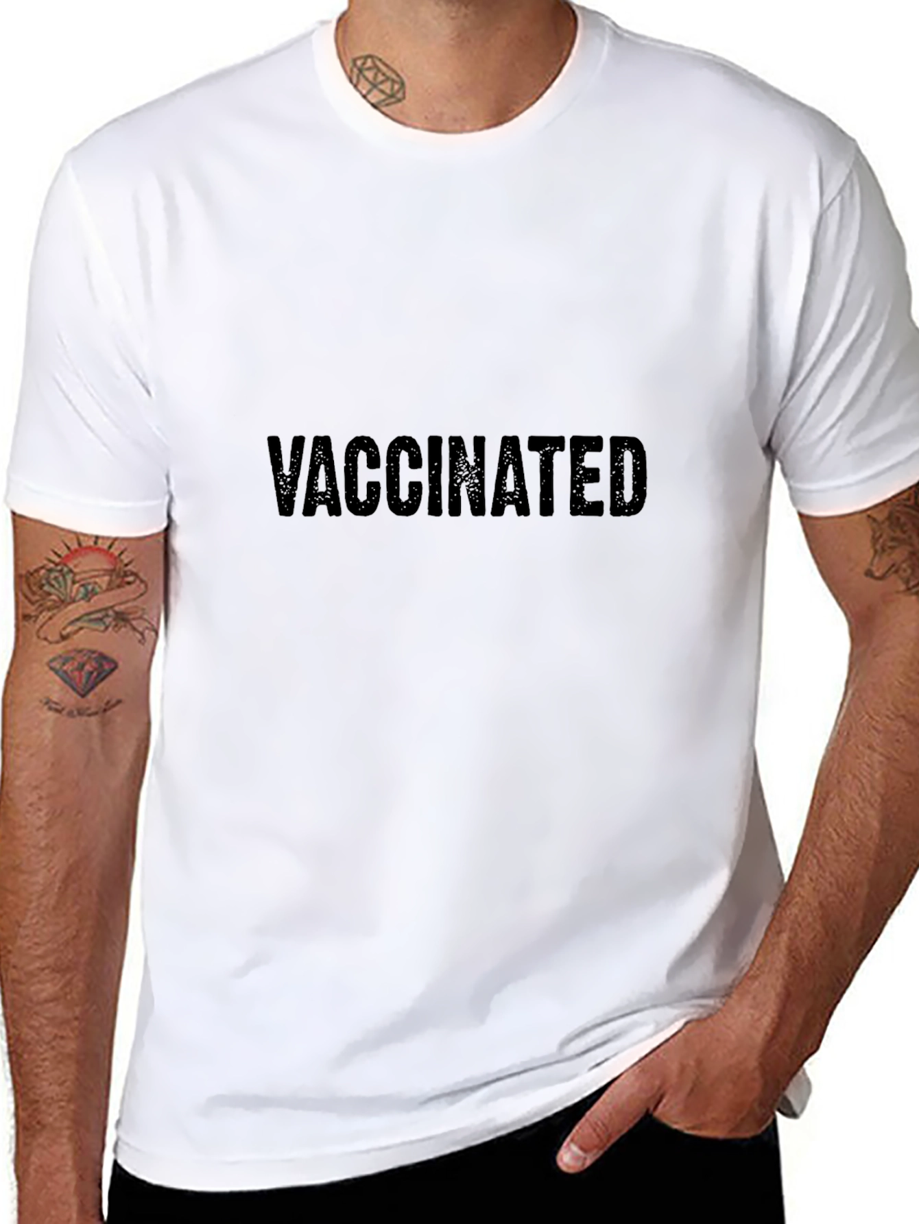 Vaccinated Graphic Tee - Black Short Sleeve Shirt