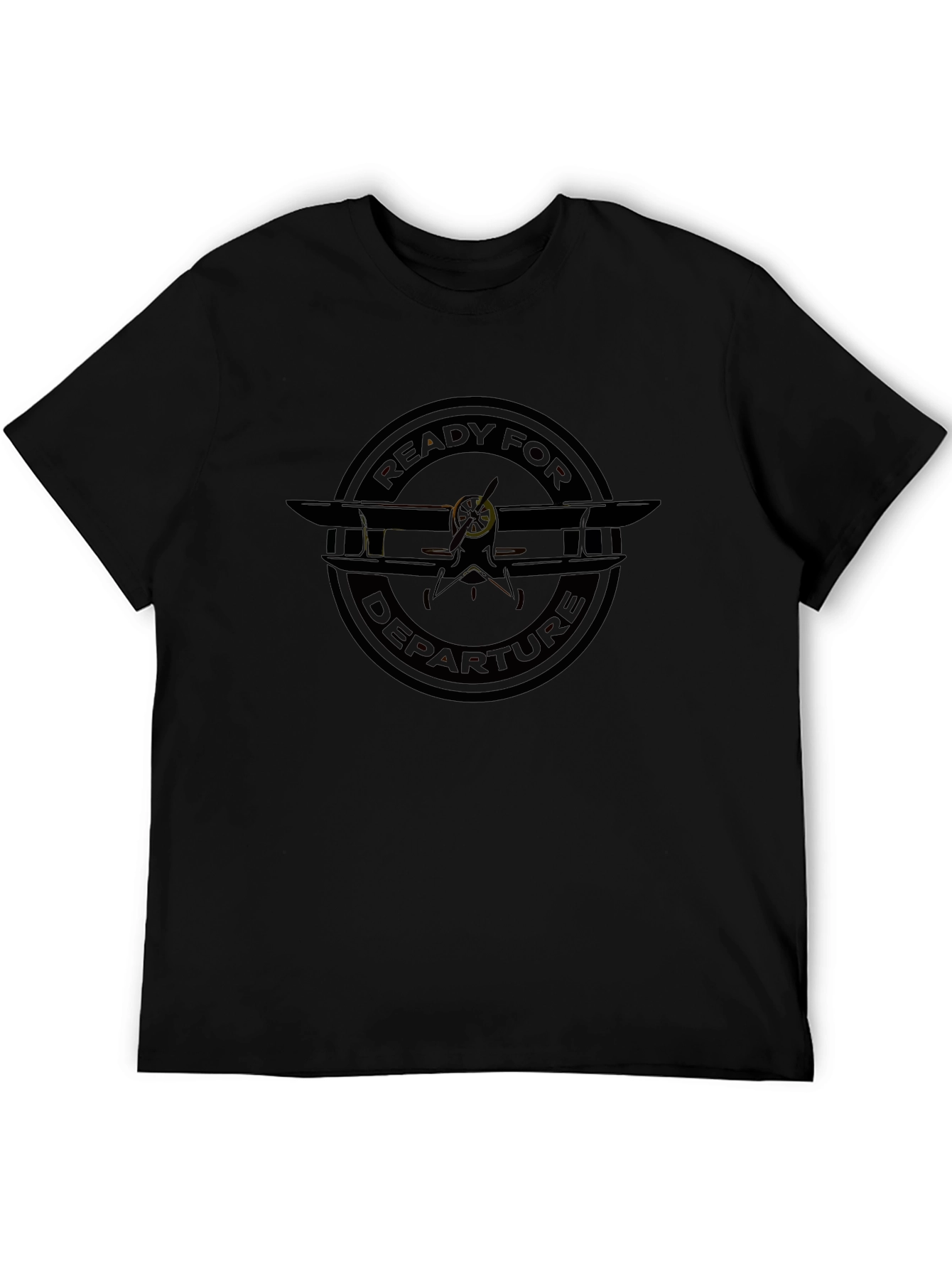 Ready For Departure Biplane Graphic Tee - Black