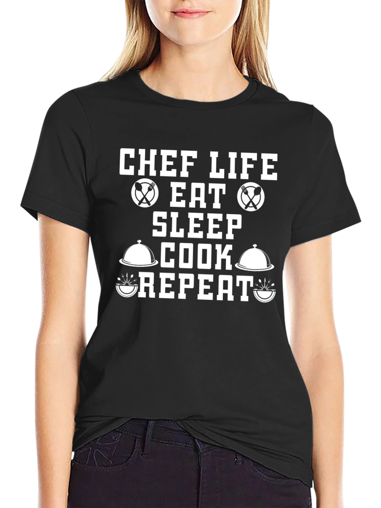 Chef Life Eat Sleep Cook Repeat Graphic T-Shirt