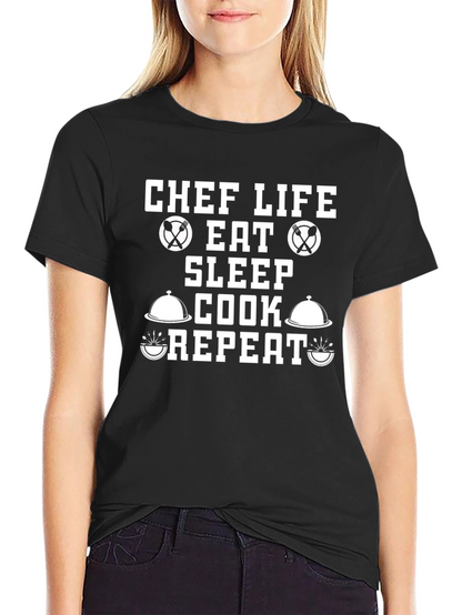 Chef Life Eat Sleep Cook Repeat Graphic T-Shirt