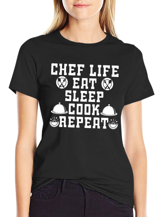 Chef Life Eat Sleep Cook Repeat Graphic T-Shirt