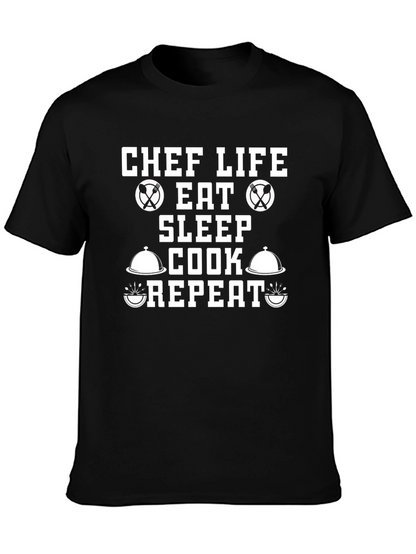 Chef Life Eat Sleep Cook Repeat Graphic T-Shirt