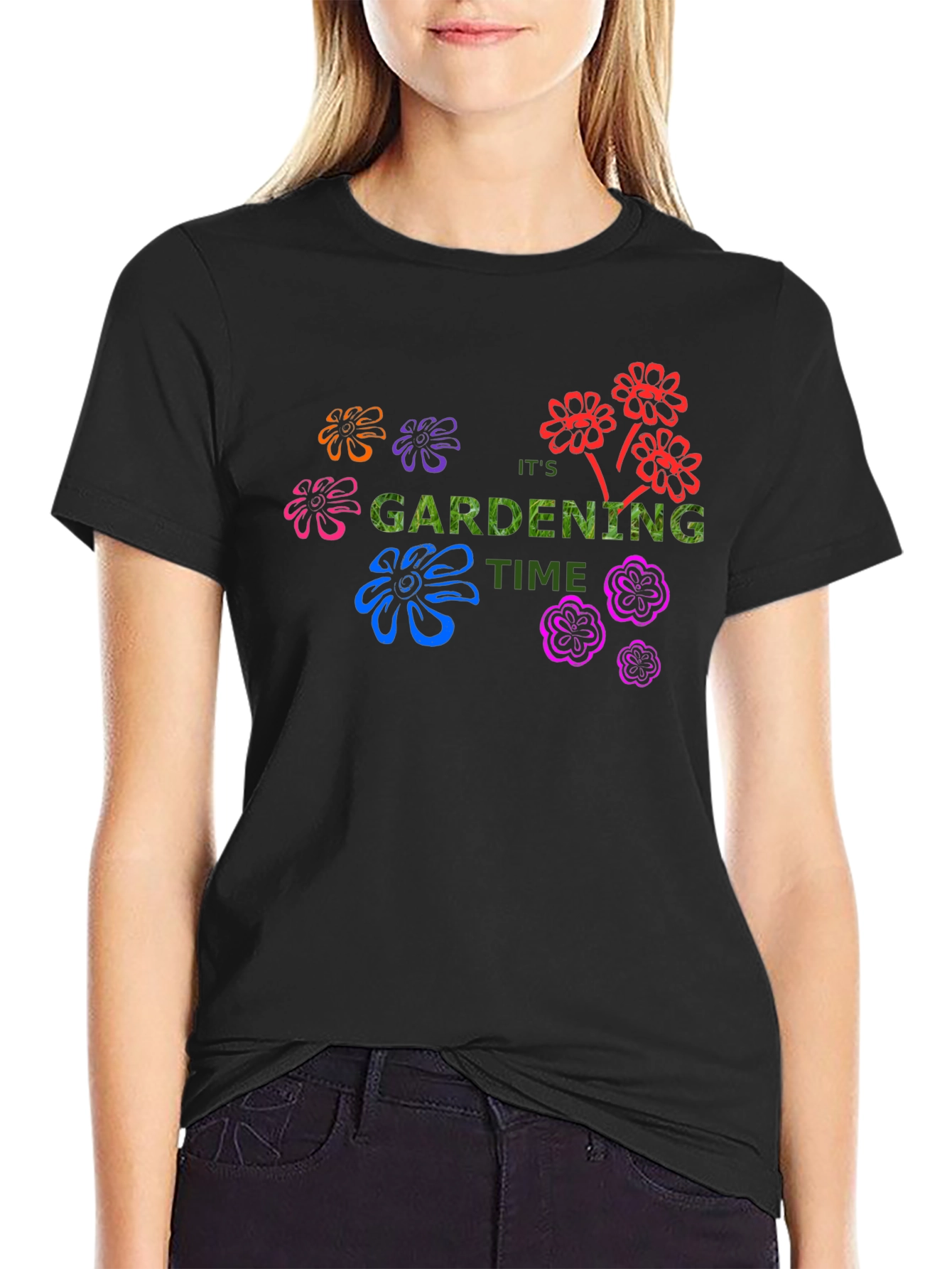 Gardening Time Black T-Shirt