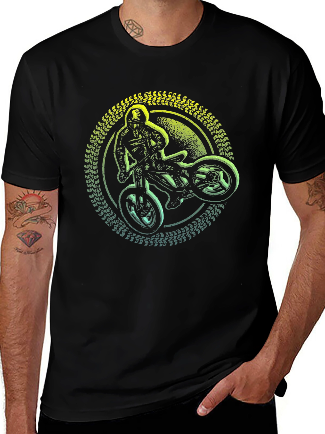 Mountain Bike Rider Graphic T-Shirt - Black