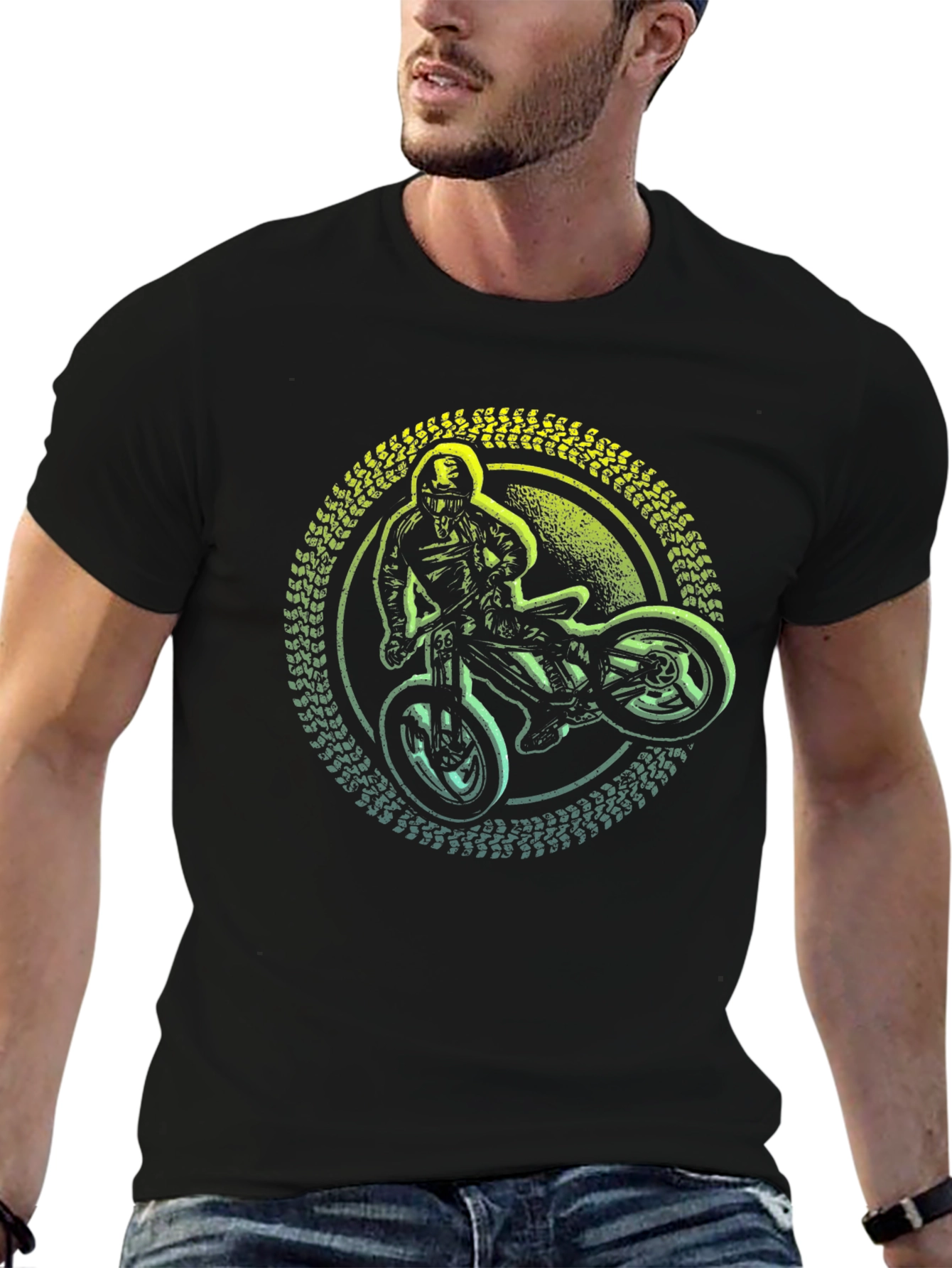 Mountain Bike Rider Graphic T-Shirt - Black