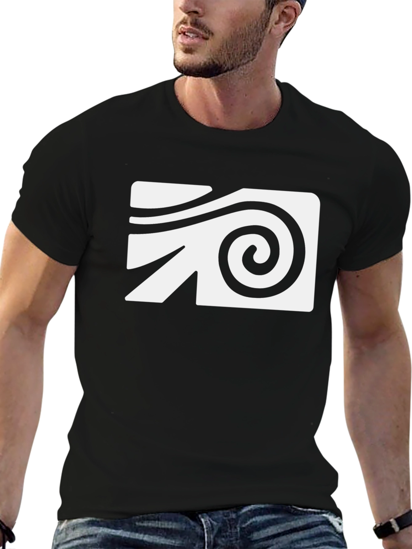 Abstract Swirl Graphic Tee - Black Cotton
