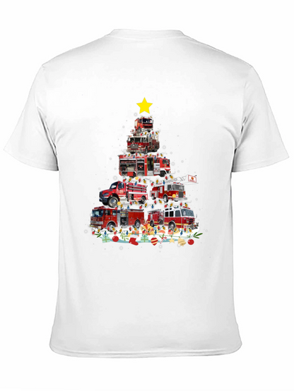 Firetruck Christmas Tree T-Shirt - Holiday Firefighter Tee