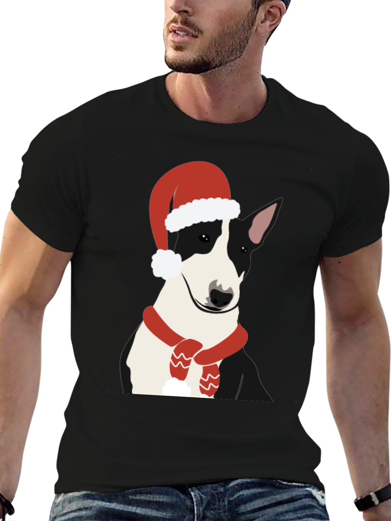 Bull Terrier Santa T-Shirt - Festive Dog Tee