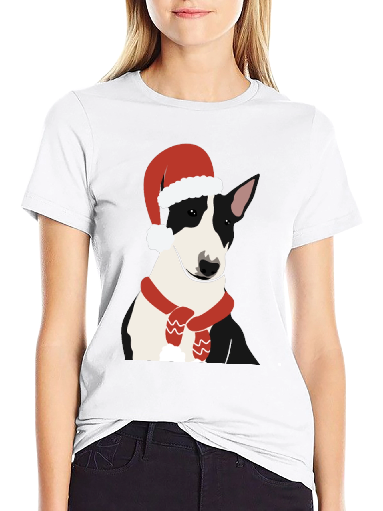 Bull Terrier Santa T-Shirt - Festive Dog Tee