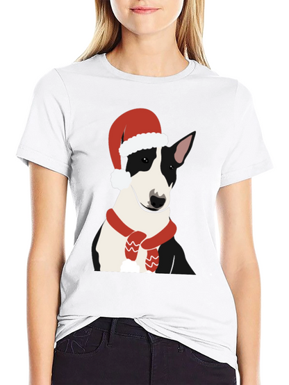 Bull Terrier Santa T-Shirt - Festive Dog Tee