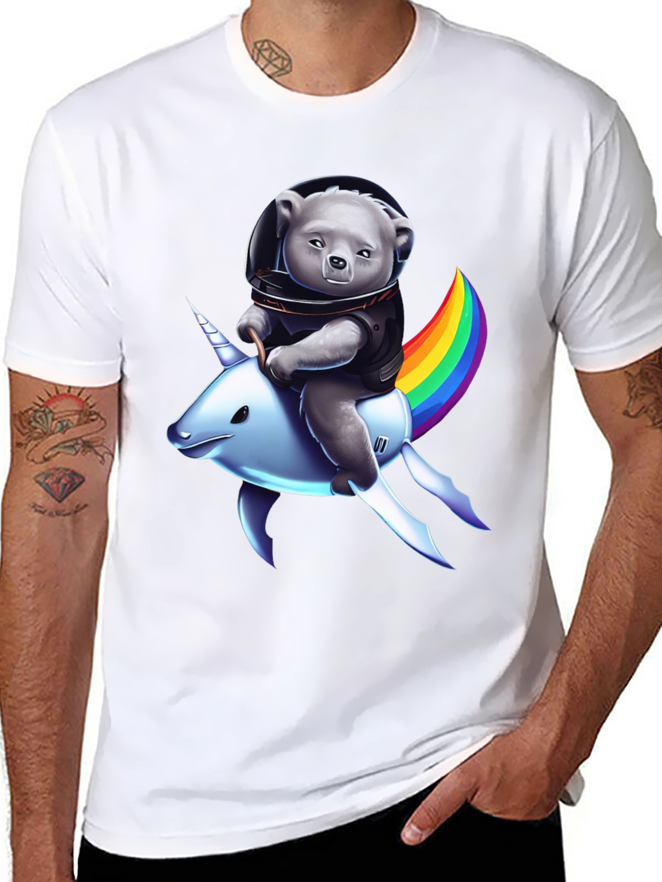 Astronaut Bear Riding Unicorn T-Shirt