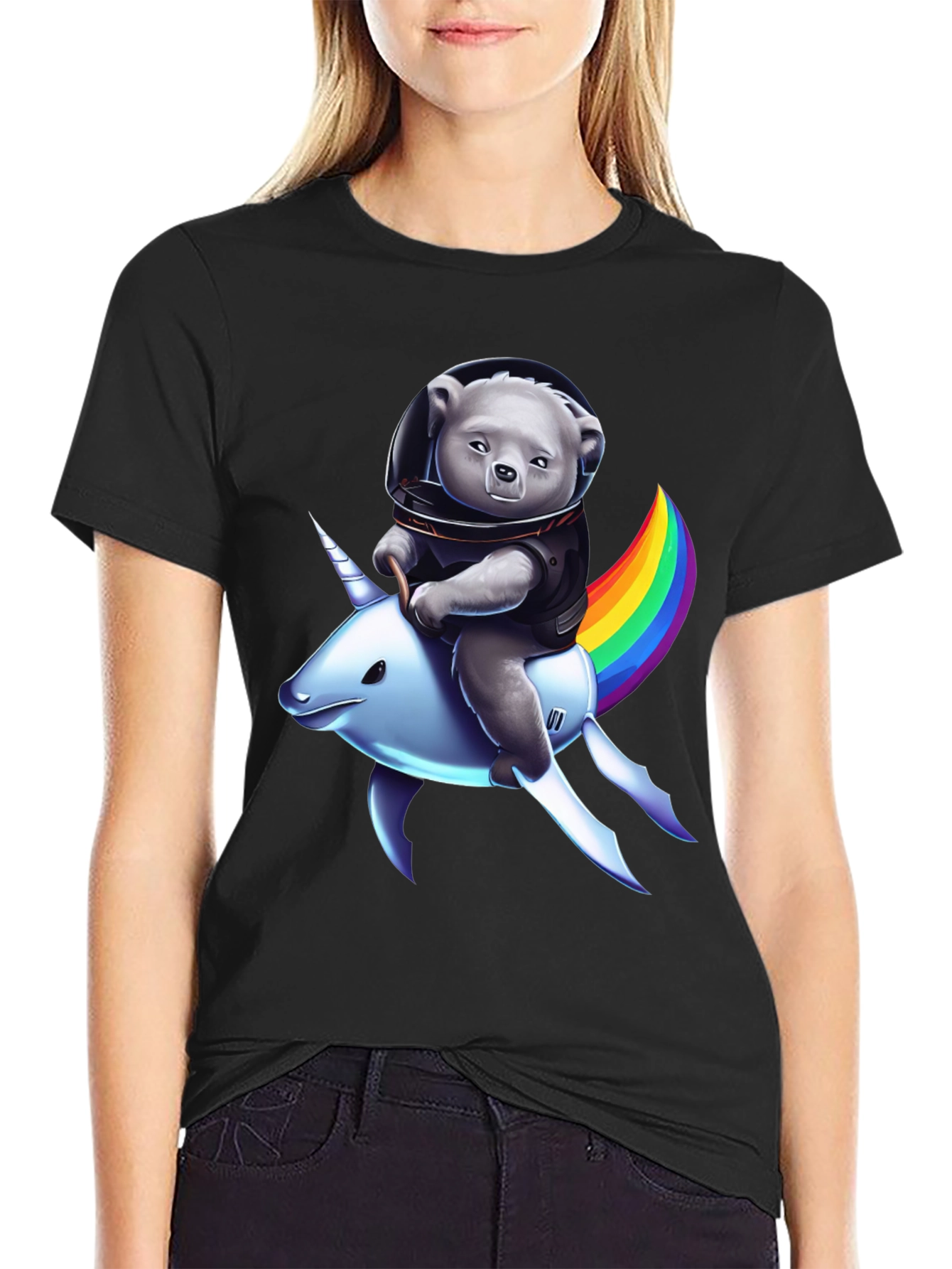 Astronaut Bear Riding Unicorn T-Shirt