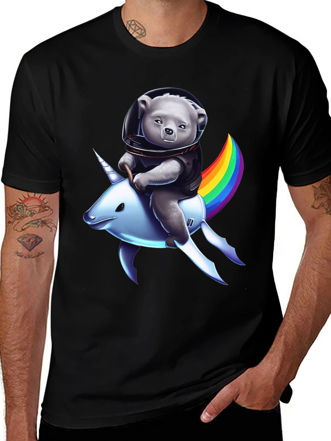 Astronaut Bear Riding Unicorn T-Shirt