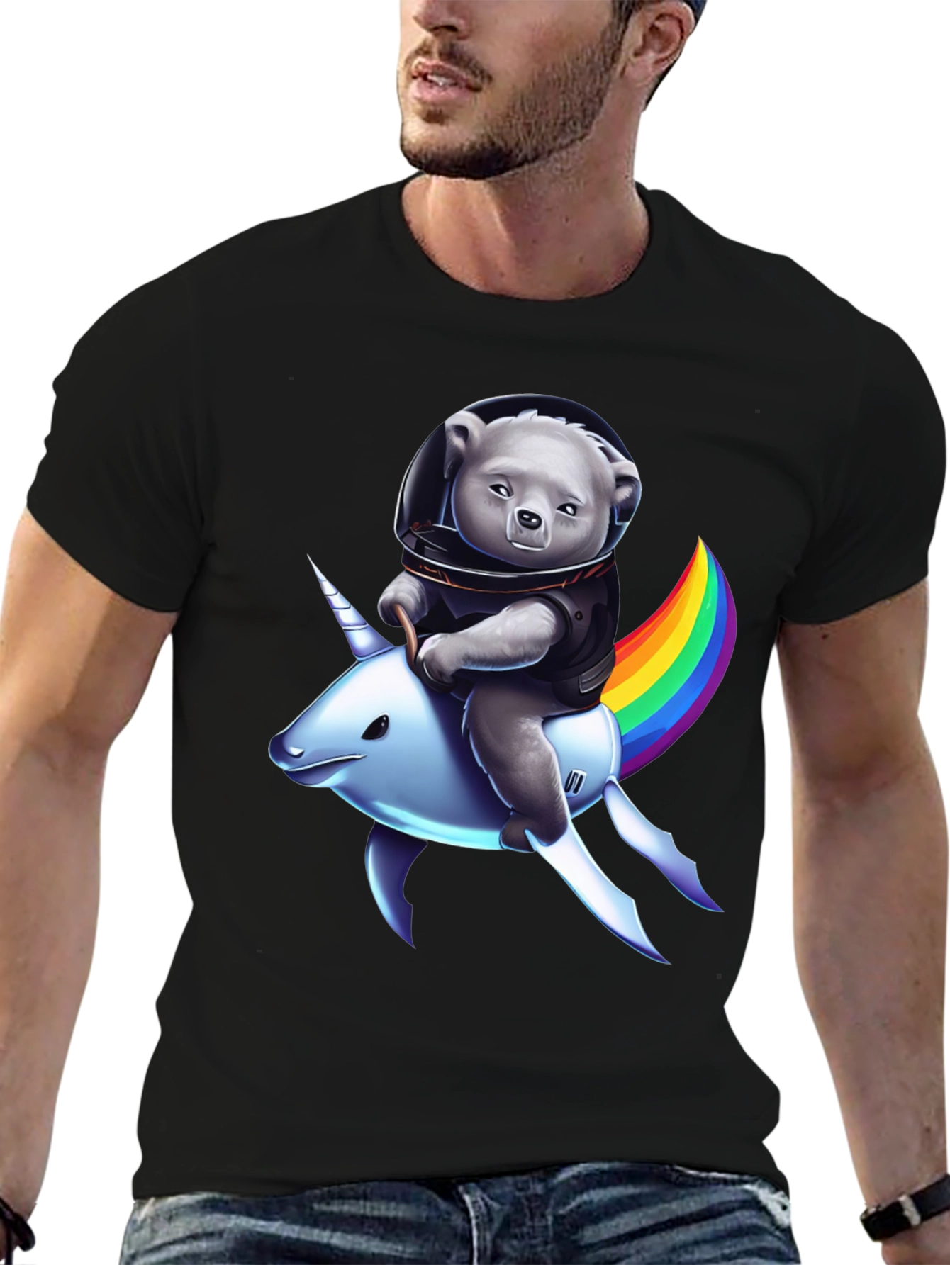 Astronaut Bear Riding Unicorn T-Shirt