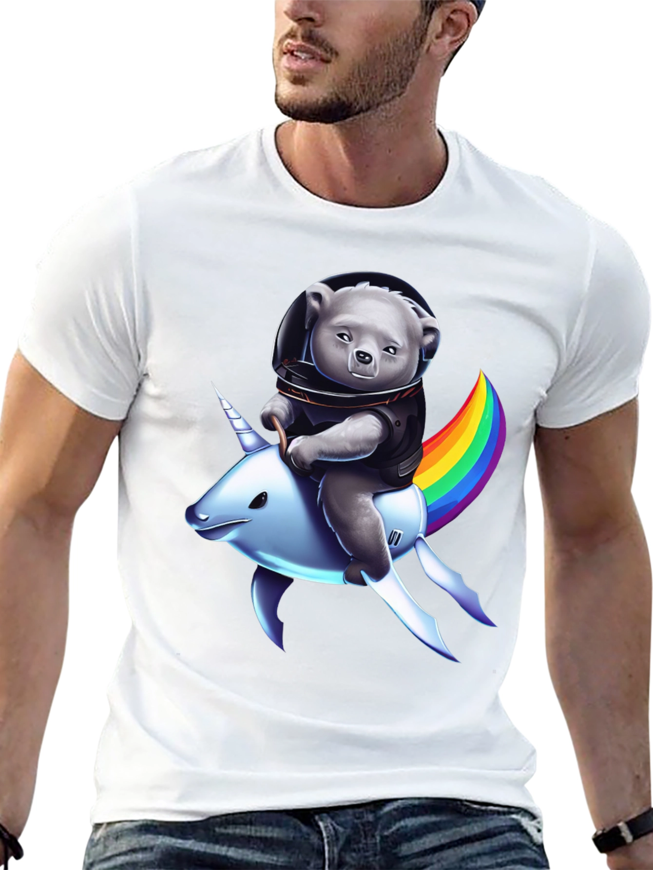 Astronaut Bear Riding Unicorn T-Shirt