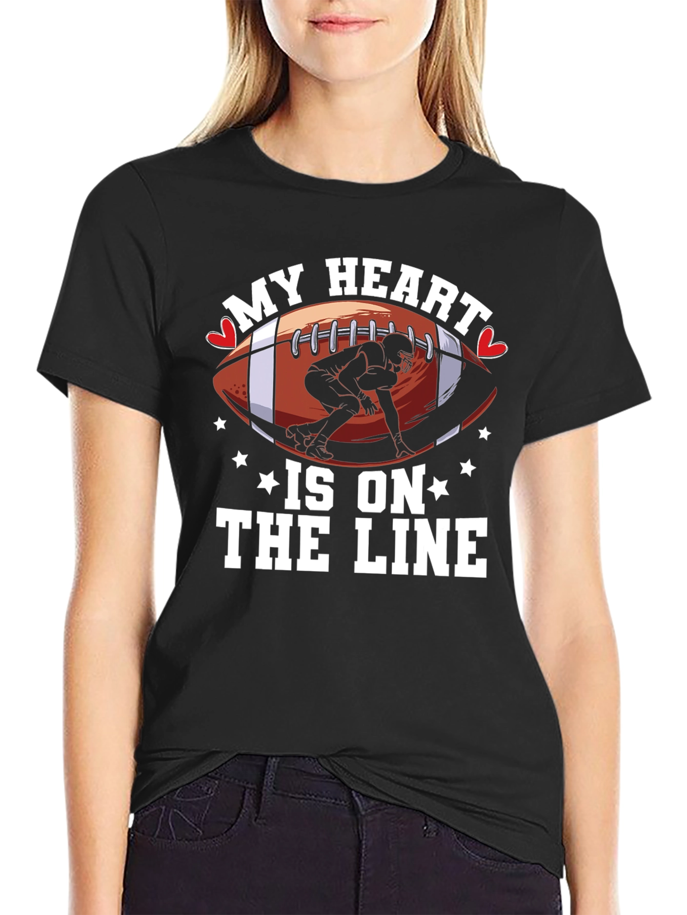 My Heart is on the Line Football T-Shirt