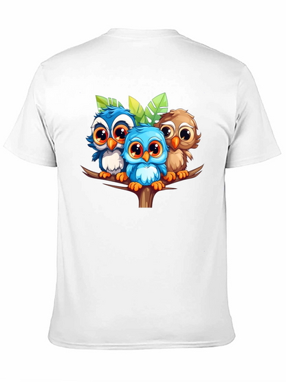 Cute Owls Graphic Tee - Black Unisex T-Shirt