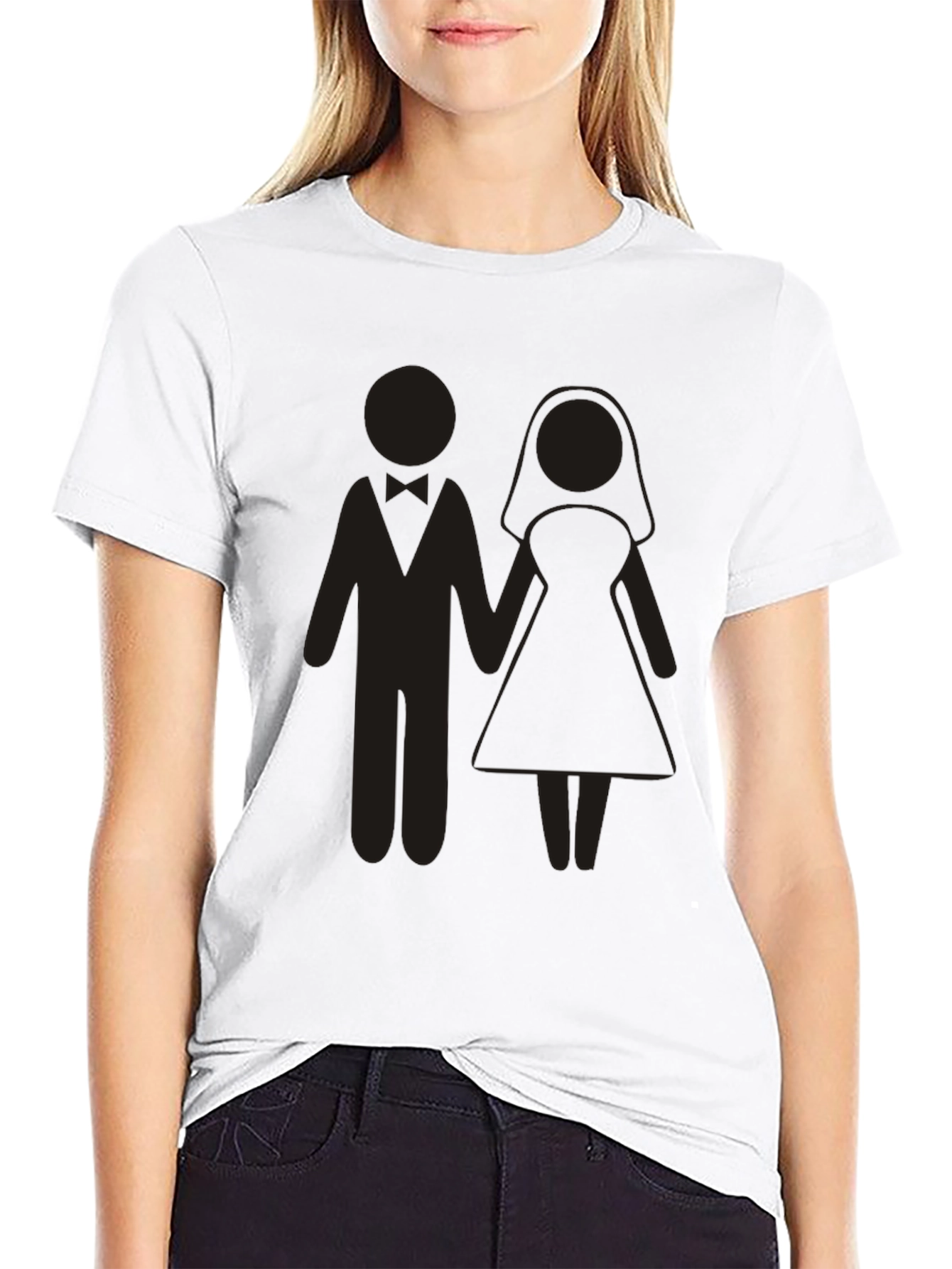 Wedding Couple Graphic Tee - Black