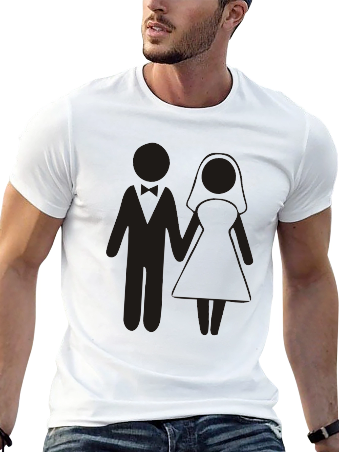 Wedding Couple Graphic Tee - Black