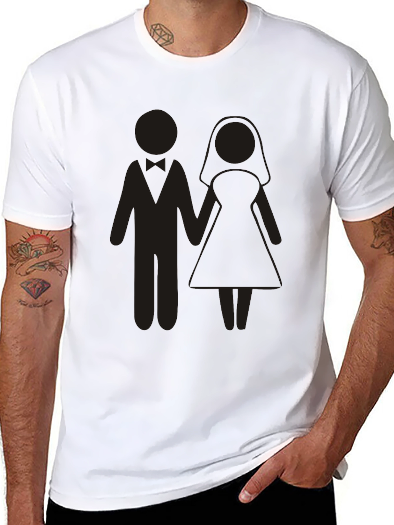 Wedding Couple Graphic Tee - Black