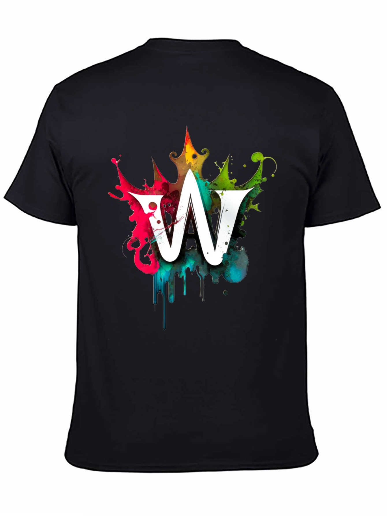 Graffiti Letter W Mens Black Graphic T-Shirt